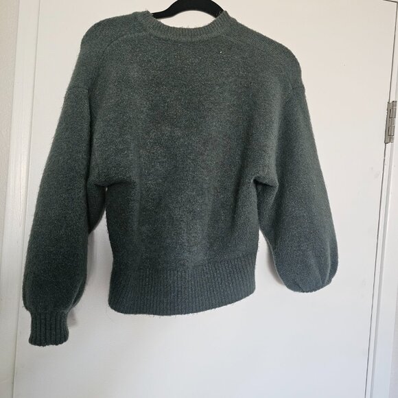 Zara green tie neck sweater large - Picture 4 of 8